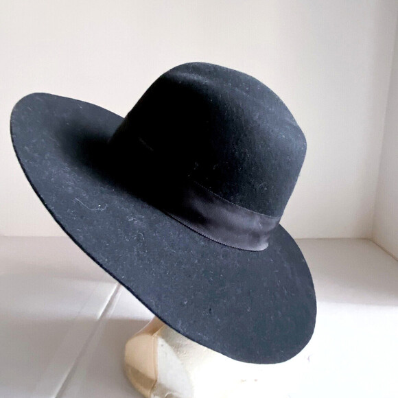NWT Auxillary for Aritzia Black Classic Western Wide Brim Hat w Bow Detail S/M main image 12
